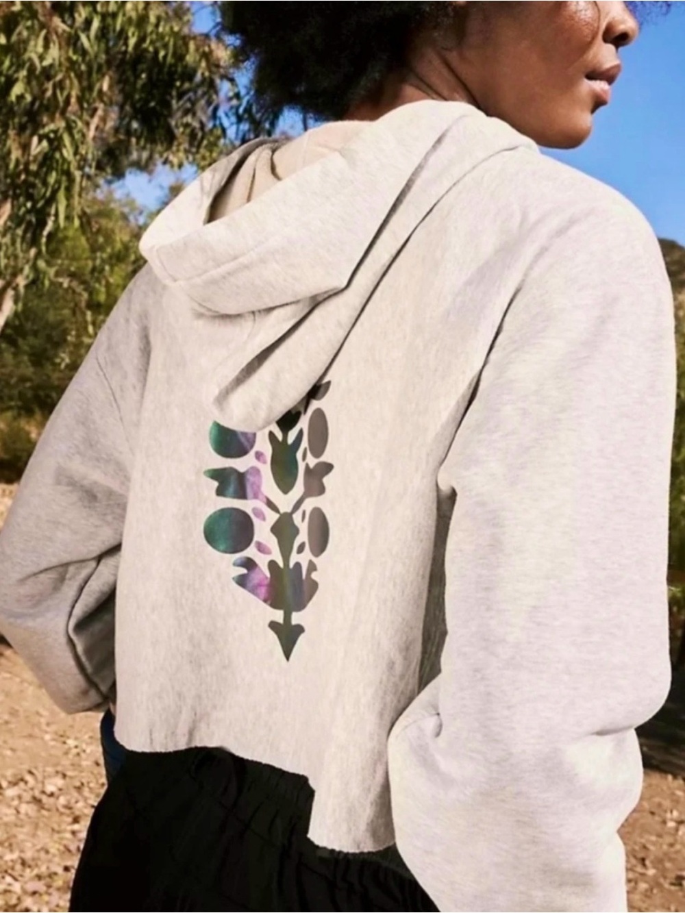 FREE PEOPLE HALFTIME REFLECTIVE LOGO HOODIE SIZE SMALL LIKE NEW!!!